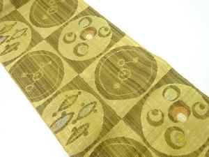 枡に抽象模様織出し袋帯